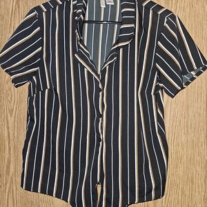 Japna Black and White Striped Button Down Shirt